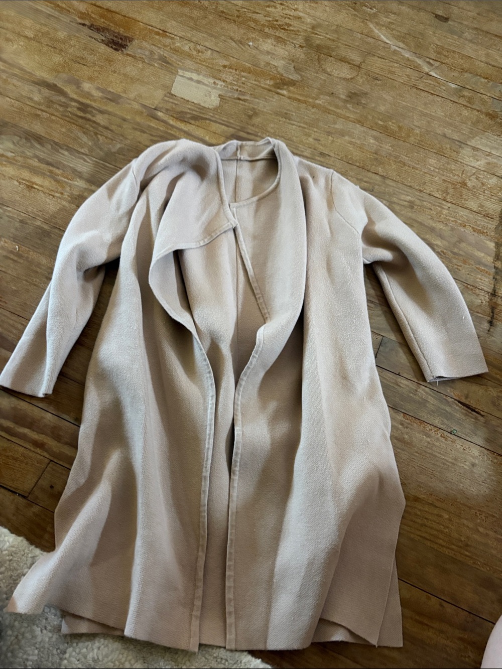 Light Beige Open Front Drape Cardigan